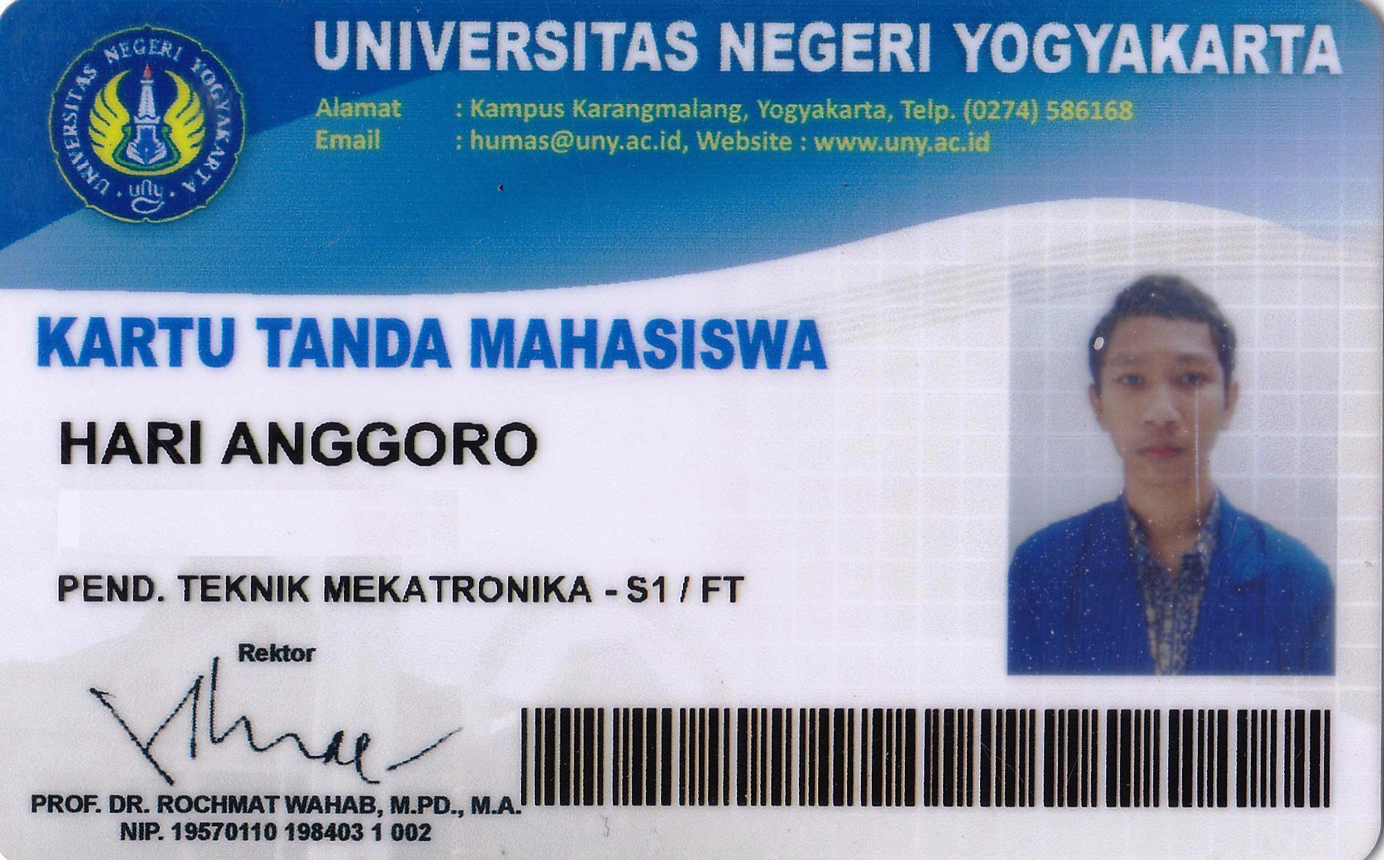 Lulusan 2013 masuk pada Jurusan Fakultas Teknik – Mekatronika menembus Seleksi Mahasiswa Perguruan Tinggi Negeri Universitas Negeri Yogyakarta UNY
